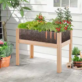 Walmart Costway Raised Wooden Garden Bed 24 Elevated Planter Box Plant Terrarium with Drain Holes offer