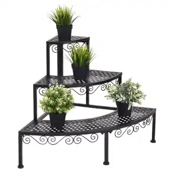 Walmart Ironwork Fan-shaped 3-tier Pot Plant Stand, Stair-step Design to Accommodate More Greenery offer