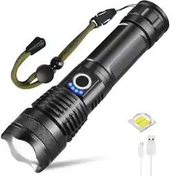 Walmart 90000 Lumens Powerful Flashlight, USB Rechargeable Zoomable Waterproof Super Bright 5 Modes offer