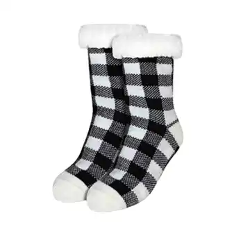 Walmart OJinShaWanO Soap Sock Women Winter Plush Carpet Socks Plus Velvet and Thick Plaid Print Snow Socks offer