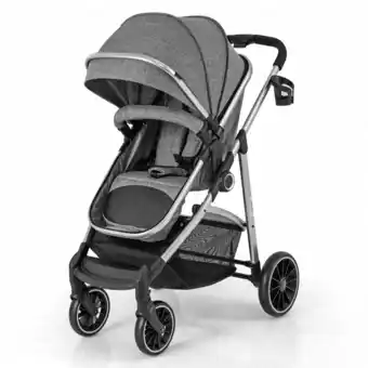 Walmart Costway 2 in 1 Convertible Baby Stroller High Landscape Infant Stroller Grey offer