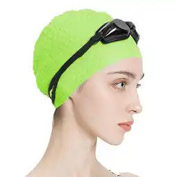 Walmart Lojalitet Swimming cap Silicone elastic water drop cap for men and women,green offer