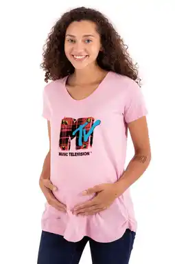 Walmart Retro MTV Distressed Plaid Logo Women's Maternity T Shirt Tee Brisco Brands S offer