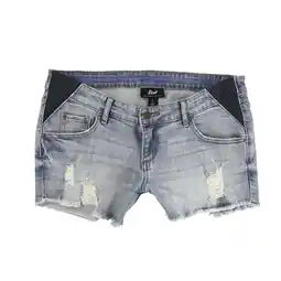 Walmart Luxe Essential Denim Womens Distressed Mini Casual Denim Shorts, Blue, Maternity, Small offer