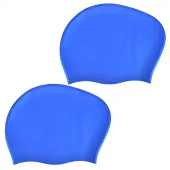 Walmart Waterproof Silicone Swimming Cap with Elastic Edge - Perfect for Long Hair, Women's Blue Swim Hat offer