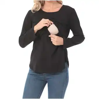 Walmart Maternity Clothes Tawop Maternity Clothes Breastfeeding Shirts for Women Long Sleeve Nursing Black L offer