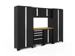 Walmart NEWAGE PRODUCTS INC. Bold Steel 7-Piece Garage Storage Cabinet Set Black with Bamboo Worktop offer