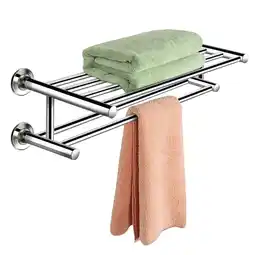 Walmart Costway Wall Mounted Towel Rack Bathroom Hotel Rail Holder Storage Shelf Stainless Steel offer