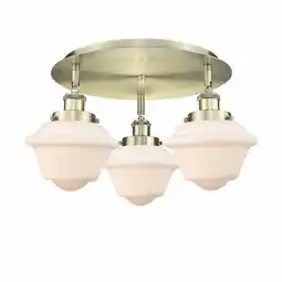 Walmart Innovations Lighting Oxford - 3 Light 18 Flush Mount Antique Brass/Matte White offer