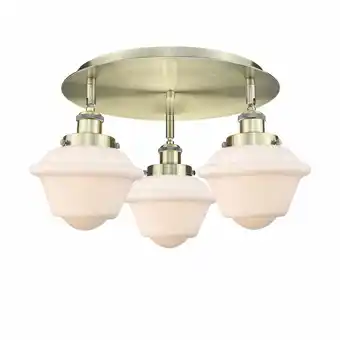 Walmart Innovations Lighting Oxford - 3 Light 18 Flush Mount Antique Brass/Matte White offer