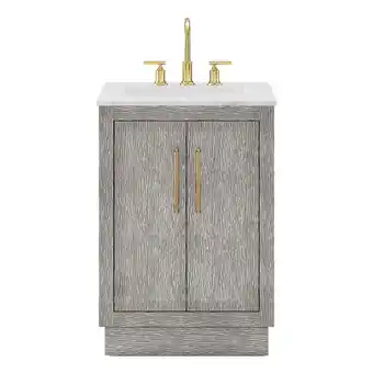 Walmart Water Creation 24 Wood Single Bathroom Vanity in Gray Oak/Gold offer