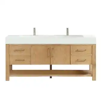 Walmart Vera 72 Single Bath Vanity in Washed Ash Grey with White Integrated Stone Sink offer