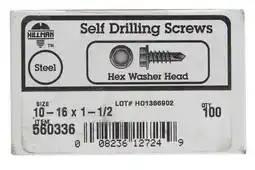 Walmart 100 Pack 10-16 x 1-1/2 Zinc Plated Hex Washer Self Drilling Screws offer