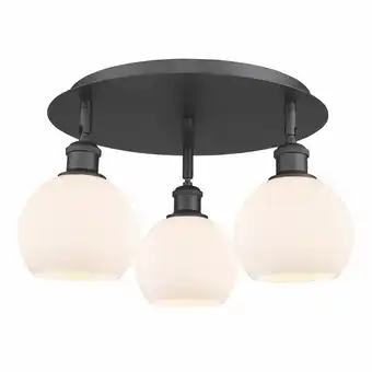 Walmart Innovations Lighting Athens - 3 Light 18 Flush Mount Matte White/Matte Black offer