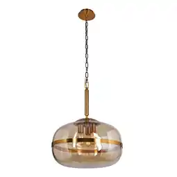 Walmart Eurofase Lighting-37198-015-Nottingham - 3 Light Large Pendant Ancient Brass Finish with Champagne offer