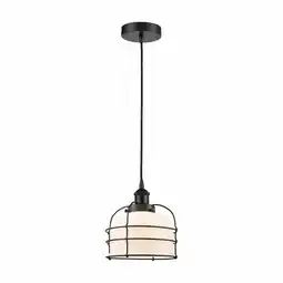 Walmart Innovations Lighting Bell Cage - 1 Light 9 Cord Hung Mini Pendant Matte White/Matte Black offer