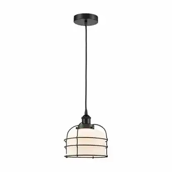 Walmart Innovations Lighting Bell Cage - 1 Light 9 Cord Hung Mini Pendant Matte White/Matte Black offer