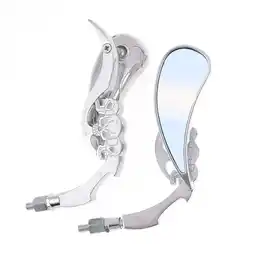 Walmart Unique Bargains 2PCS Silver Tone Metal Skull Leaf Design Motorcycle Blue Rearview Mirror offer