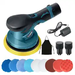 Walmart Saker 6 Cordless Rechargeable Car Buffer Polisher, 10 Attachments, 2x 12V 2000mAh Batteries offer