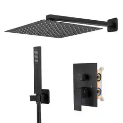 Walmart Oumurs Black Shower System 16 Inches, Rain Shower Head with Handheld Spray, 1 Piece Kit offer