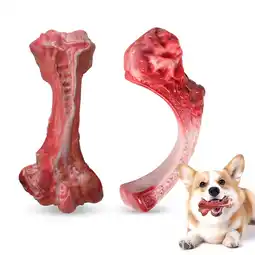 Walmart PcEoTllar Dog Toys for Aggressive Chewers, 1 Soft Rubber & 1 Nylon Dog Chew Bones, Medium, 2 Pack offer