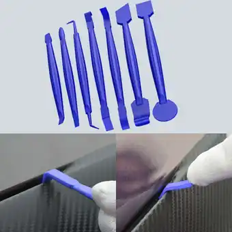 Walmart GYZEE 7PCS Car Wrap Vinyl Tools Kit 3D Carbon Fiber Decal Film Squeegee Felt Kit Blue offer