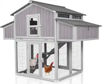 Walmart Aivituvin Foldable Chicken Coop with Two Nest Box, 69.8'' Wooden Hen House for 4 6 Chickens offer