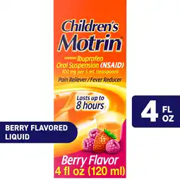 Walmart Children's Motrin Ibuprofen Kids Medicine, Berry Flavored, 4 fl. oz offer