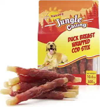 Walmart Jungle Calling Duck Wrapped Cod Sticks Dog Treats Rawhide Training Snacks Natural Chewy Sticks offer