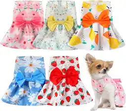 Walmart 5 Pcs Dog Dresses for Small Dogs Girls, Floral Puppy Dress Princess Bowknot Summer Dress (M) offer