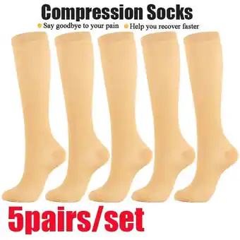 Walmart Qlueeu Clearance Stockings 5 Pairs Sock Compression Socks Knee High Support Stockings For Men Women offer