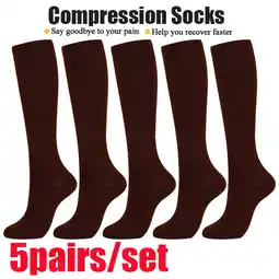 Walmart Qlueeu Clearance Stockings 5 Pairs Sock Compression Socks Knee High Support Stockings For Men Women offer