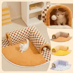 Walmart Clerance! 2 in 1 Cat Bed Play Tunnel Portable Cat Sleeping Mat for Cats Outdoor Bunny offer