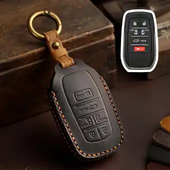 Walmart DAMIFU For TOYOTA for Sienna 2021-2022 6 Buttons Leather Remote Smart Key Fob Cover Black offer