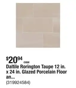 The Home Depot Daltile Rorington Taupe 12 in. x 24 in. Glazed Porcelain Floor and Wall Tile (17.6 sq. ft./Case) offer