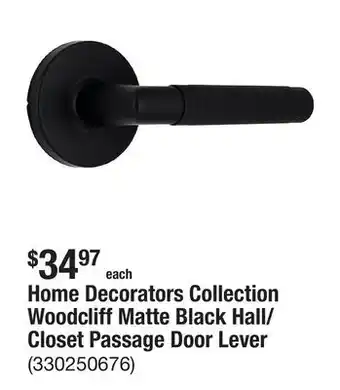 The Home Depot Home Decorators Collection Woodcliff Matte Black Hall/Closet Passage Door Lever offer