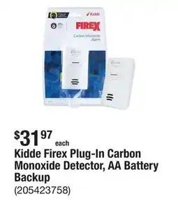 The Home Depot Kidde Firex Plug-In Carbon Monoxide Detector, AA Battery Backup offer