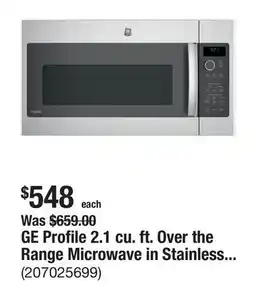 The Home Depot GE Profile 2.1 cu. ft. Over the Range Microwave in Stainless Steel with Sensor Cooking offer