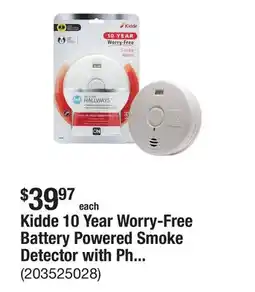 The Home Depot Kidde 10 Year Worry-Free Battery Powered Smoke Detector with Photoelectric Sensor and Safety Light offer