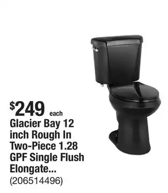 The Home Depot Glacier Bay 12 inch Rough In Two-Piece 1.28 GPF Single Flush Elongated Toilet in Black Seat Included offer