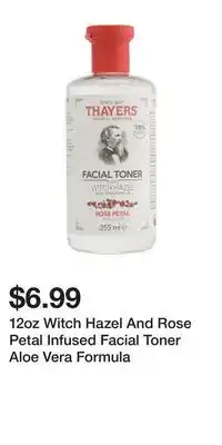 TJ Maxx 12oz Witch Hazel And Rose Petal Infused Facial Toner Aloe Vera Formula offer