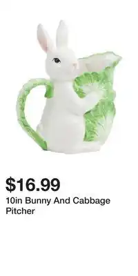 TJ Maxx 10in Bunny And Cabbage Pitcher offer