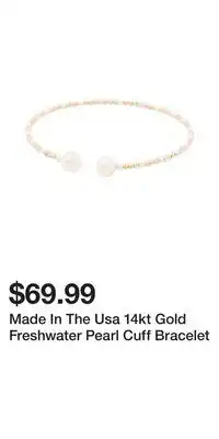 TJ Maxx Made In The Usa 14kt Gold Freshwater Pearl Cuff Bracelet offer