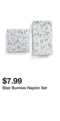 TJ Maxx Blair Bunnies Napkin Set offer