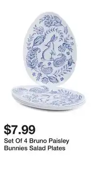 TJ Maxx Set Of 4 Bruno Paisley Bunnies Salad Plates offer