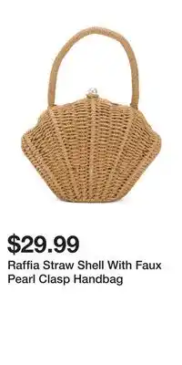 TJ Maxx Raffia Straw Shell With Faux Pearl Clasp Handbag offer