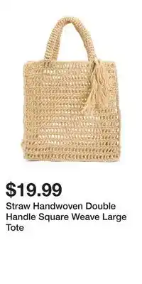 TJ Maxx Straw Handwoven Double Handle Square Weave Large Tote offer