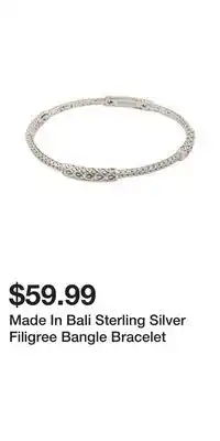 TJ Maxx Made In Bali Sterling Silver Filigree Bangle Bracelet offer