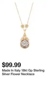 TJ Maxx Made In Italy 18kt Gp Sterling Silver Flower Necklace offer