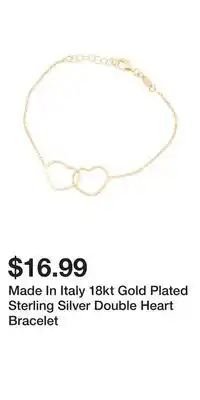 TJ Maxx Made In Italy 18kt Gold Plated Sterling Silver Double Heart Bracelet offer